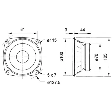 FR 10 - 8 Ohm - 10 cm (4") teljes tartományú hangszóró