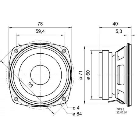 FRS 8 - 4 Ohm - 8 cm (3,3") HiFi teljes tartományú meghajtó
