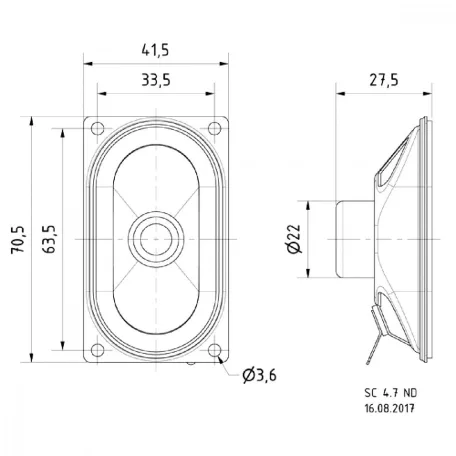 Mágnesesen árnyékolt 4 x 7 cm (1,6" x 2,8") teljes tartományú meghajtó