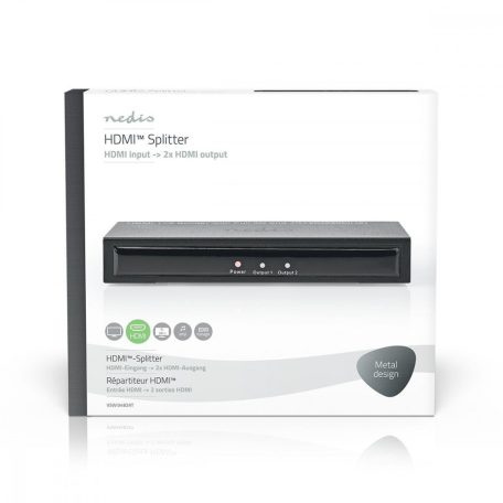 HDMI ™ Splitter | 2-Port port(s) | HDMI™ Bemenet | 2x HDMI™ Kimenet | 4K@30Hz | 3.4 Gbps | Fém | Antracit