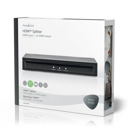 HDMI ™ Splitter | 2-Port port(s) | HDMI™ Bemenet | 2x HDMI™ Kimenet | 4K@30Hz | 3.4 Gbps | Fém | Antracit