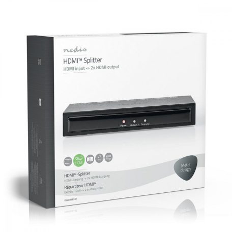 HDMI ™ Splitter | 2-Port port(s) | HDMI™ Bemenet | 2x HDMI™ Kimenet | 4K@30Hz | 3.4 Gbps | Fém | Antracit