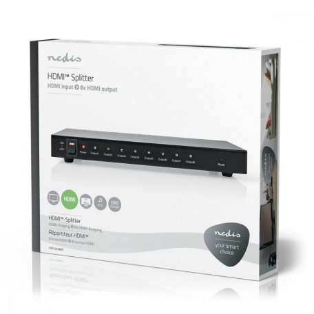 HDMI ™ Splitter | 8-Port port(s) | HDMI™ Bemenet | 8x HDMI™ Kimenet | 4K@30Hz | 3.4 Gbps | Fém | Antracit