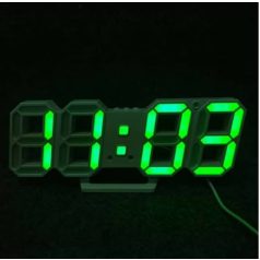   HOME Digitális óra, LED ébresztőóra, 3D, fehér DEKOR ÓRA 3 erősségben állítható fénnyel hőmérő funkcióval ( fehér kék piros zöld világítással )