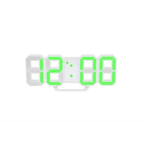 HOME Digitális óra, LED ébresztőóra, 3D, fehér DEKOR ÓRA 3 erősségben állítható fénnyel hőmérő funkcióval ( fehér kék piros zöld világítással )