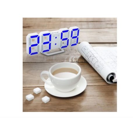 HOME Digitális óra, LED ébresztőóra, 3D, fehér DEKOR ÓRA 3 erősségben állítható fénnyel hőmérő funkcióval ( fehér kék piros zöld világítással )