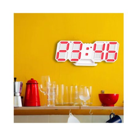 HOME Digitális óra, LED ébresztőóra, 3D, fehér DEKOR ÓRA 3 erősségben állítható fénnyel hőmérő funkcióval ( fehér kék piros zöld világítással )