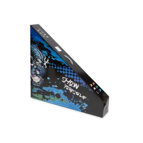 STUNT freestyle roller ügyességi roller fekete-kék-zöld-piros masszív kivitel atrakciók bemutatására 3 csavaros bilincs black limited edition W1063