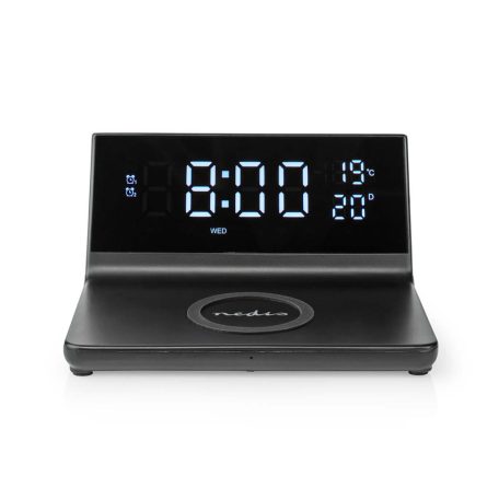 Alarm clock wireless charger | Qi szabványú | 5 / 7.5 / 10 / 15 W | USB-A Dugasz | 2 Riasztási Idők | Szundi funkció