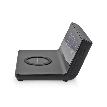 Alarm clock wireless charger | Qi szabványú | 5 / 7.5 / 10 / 15 W | USB-A Dugasz | 2 Riasztási Idők | Szundi funkció