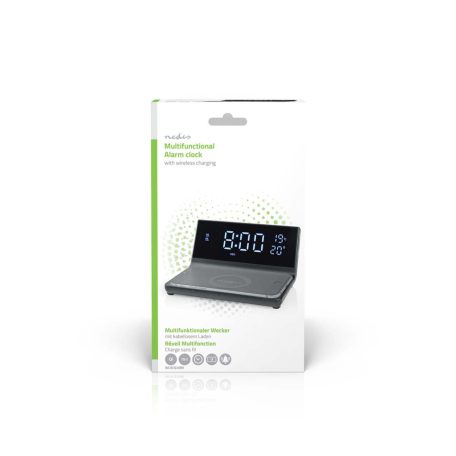 Alarm clock wireless charger | Qi szabványú | 5 / 7.5 / 10 / 15 W | USB-A Dugasz | 2 Riasztási Idők | Szundi funkció