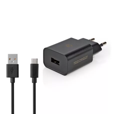 Fali Töltő | 12 W | Gyors töltés funkció | 1x 2.4 A A | Kimenő csatlakozók száma: 1 | USB-A | USB Type-C™ (Lengő) Kábel | 1.00 m | Single Voltage Output