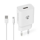 Fali Töltő | 12 W | Gyors töltés funkció | 1x 2.4 A A | Kimenő csatlakozók száma: 1 | USB-A | USB Type-C™ (Lengő) Kábel | 1.00 m | Single Voltage Output