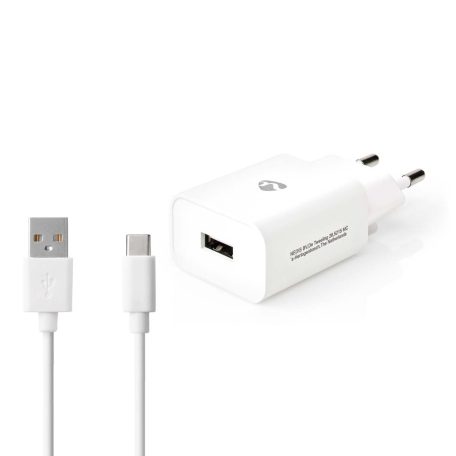 Fali Töltő | 12 W | Gyors töltés funkció | 1x 2.4 A A | Kimenő csatlakozók száma: 1 | USB-A | USB Type-C™ (Lengő) Kábel | 1.00 m | Single Voltage Output