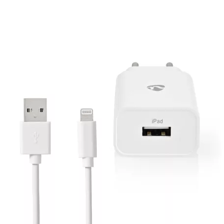 Fali Töltő | 12 W | Gyors töltés funkció | 1x 2.4 A A | Kimenő csatlakozók száma: 1 | USB-A | Lightning 8-tűs (Lengő) Kábel | 1.00 m | Single Voltage Output