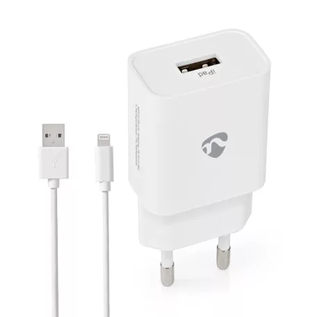 Fali Töltő | 12 W | Gyors töltés funkció | 1x 2.4 A A | Kimenő csatlakozók száma: 1 | USB-A | Lightning 8-tűs (Lengő) Kábel | 1.00 m | Single Voltage Output