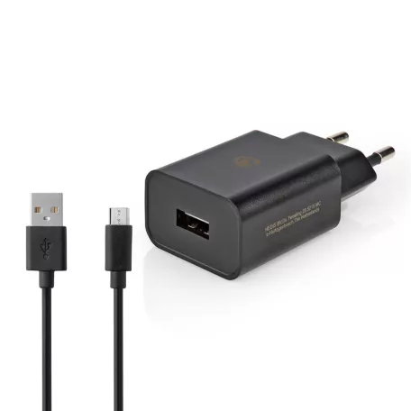 Fali Töltő | 5 W | Gyors töltés funkció | 1.0 A A | Kimenő csatlakozók száma: 1 | USB-A | Micro USB (Lengő) Kábel | 1.00 m | Single Voltage Output