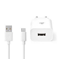   Fali Töltő | 12 W | Gyors töltés funkció | 2.4 A | Kimenő csatlakozók száma: 1 | USB-A | Micro USB (Lengő) Kábel | 1.00 m | Single Voltage Output