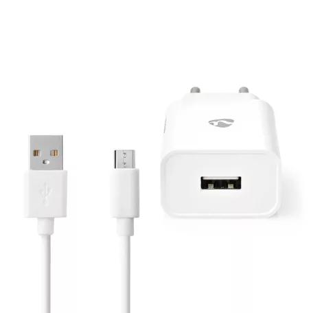 Fali Töltő | 12 W | Gyors töltés funkció | 2.4 A | Kimenő csatlakozók száma: 1 | USB-A | Micro USB (Lengő) Kábel | 1.00 m | Single Voltage Output