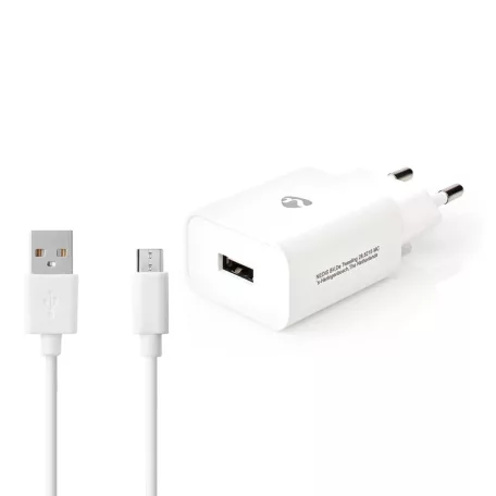Fali Töltő | 12 W | Gyors töltés funkció | 2.4 A | Kimenő csatlakozók száma: 1 | USB-A | Micro USB (Lengő) Kábel | 1.00 m | Single Voltage Output