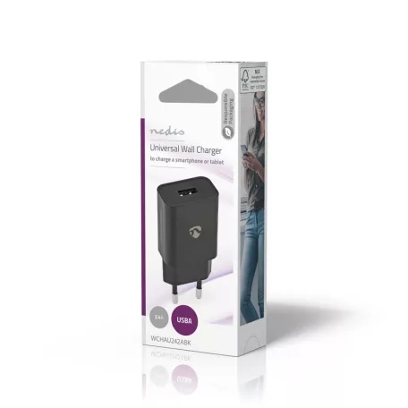 Fali Töltő | 12 W | Gyors töltés funkció | 1x 2.4 A A | Kimenő csatlakozók száma: 1 | USB-A | Nincs Kábel Mellékelve | Single Voltage Output