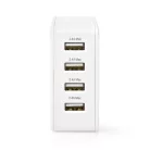 Fali Töltő | 24 W | Gyors töltés funkció | 4x 2.4 A | Kimenő csatlakozók száma: 4 | 4x USB-A | Nincs Kábel Mellékelve | Single Voltage Output