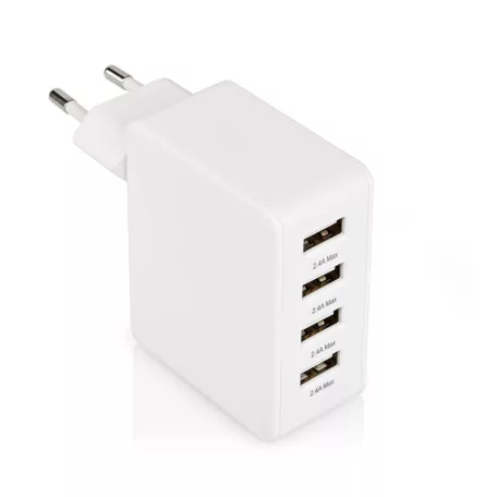 Fali Töltő | 24 W | Gyors töltés funkció | 4x 2.4 A | Kimenő csatlakozók száma: 4 | 4x USB-A | Nincs Kábel Mellékelve | Single Voltage Output