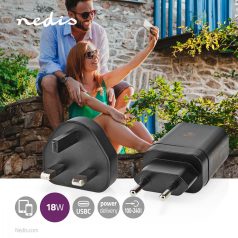   Fali Töltő | 18 W | Gyors töltés funkció | 1.5 / 2.0 / 3.0 A | Kimenő csatlakozók száma: 1 | USB-C™ | Automatikus Feszültség Kiválasztás