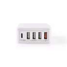 Fali Töltő | 2x 3.0 A / 3x 2.4 A | Kimenő csatlakozók száma: 5 | Csatlakozó típusa: 1x USB-C™ / 4x USB-A | Nincs Kábel Mellékelve | 63 W | Automatikus Feszültség Kiválasztás