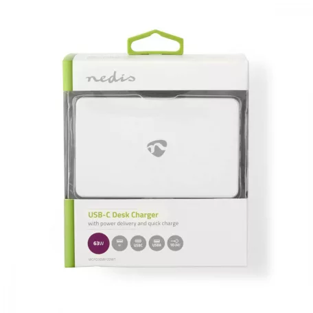 Fali Töltő | 2x 3.0 A / 3x 2.4 A | Kimenő csatlakozók száma: 5 | Csatlakozó típusa: 1x USB-C™ / 4x USB-A | Nincs Kábel Mellékelve | 63 W | Automatikus Feszültség Kiválasztás