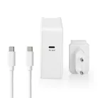 Fali Töltő | 65 W | Gyors töltés funkció | 3.0 / 3.25 A A | Kimenő csatlakozók száma: 1 | USB-C™ | USB Type-C™ (Lengő) Kábel | 3.00 m | Automatikus Feszültség Kiválasztás