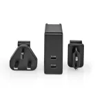 Fali Töltő | 65 W | Gyors töltés funkció | 1.5 / 2.0 / 3.0 / 3.25 A A | Kimenő csatlakozók száma: 2 | 2x USB-C™ | Automatikus Feszültség Kiválasztás