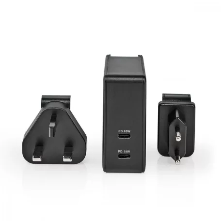 Fali Töltő | 65 W | Gyors töltés funkció | 1.5 / 2.0 / 3.0 / 3.25 A A | Kimenő csatlakozók száma: 2 | 2x USB-C™ | Automatikus Feszültség Kiválasztás