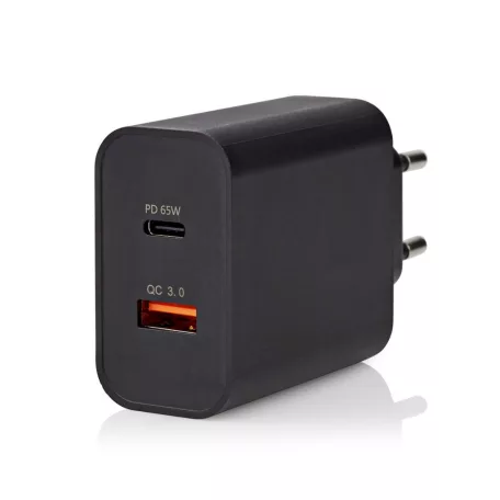 Fali Töltő | 65 W | Gyors töltés funkció | 2.0 / 2.25 A / 3.25 A A | Kimenő csatlakozók száma: 2 | USB-A / USB-C™ | Automatikus Feszültség Kiválasztás