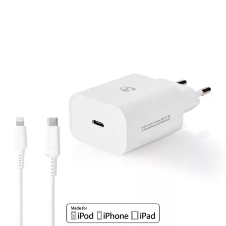 Fali Töltő | 20 W | Gyors töltés funkció | 1.67 A / 2.22 A / 3.0 A | Kimenő csatlakozók száma: 1 | USB-C™ | Lightning 8-tűs (Lengő) Kábel | 1.00 m | Automatikus Feszültség Kiválasztás