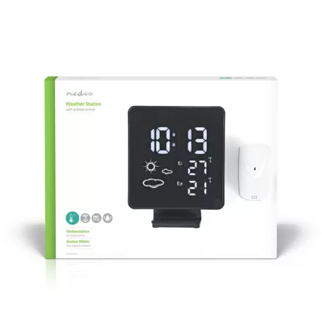 Meteorológiai állomás | Bel- és Kültéri | Vezeték nélküli időjárás érzékelőt tartalmaz | Időjárás előrejelzés | Idő kijelzővel | Digitális | Ébresztő funkcióval
