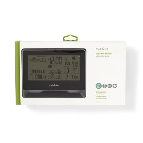 Meteorológiai állomás | Bel- és Kültéri | Vezeték nélküli időjárás érzékelőt tartalmaz | Időjárás előrejelzés | Légnyomásmérő | Idő kijelzővel | Háttér megvilágosítású LCD Kijelző | Ébresztő funkcióval