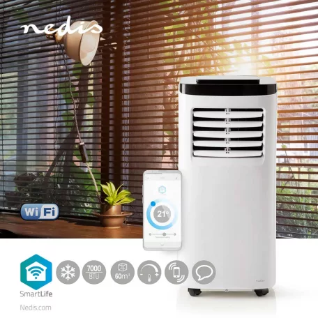 SmartLife 3 az 1-ben Légkondicionáló | Wi-Fi | 7000 BTU | 60 m³ | Párátlanítás | Android™ / IOS | Energia osztály: A | 2-sebességes | 65 dB | Fehér