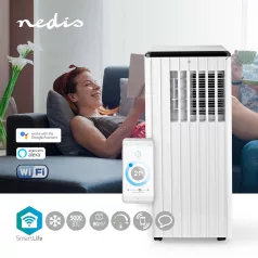   Nedis SmartLife 3 az 1-ben Légkondicionáló okos mobil klíma Wi-Fi | 9000 BTU | 80 m³ | Párátlanítás | Android™ / IOS | Energia osztály: A | 3-sebességes | 65 dB | Fehér
