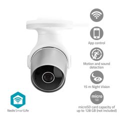   SmartLife kültéri kamera | Wi-Fi | Full HD 1080p | IP65 | Felhőalapú Tárolás (opcionális) / microSD (nem tartozék) | 12 V DC | Mozgásérzékelővel | Éjjellátó | Ezüst / Fehér