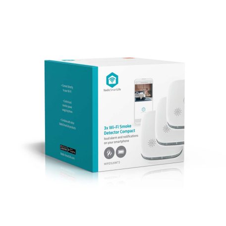 SmartLife füstérzékelő | Wi-Fi | Elemes Áramellátás | Érzékelő élettartama: 10 év | EN 14604 | Max. akku élettartam: 24 Hónap | 85 dB | Fehér | 3 db