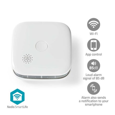 SmartLife füstérzékelő | Wi-Fi | Elemes Áramellátás | Érzékelő élettartama: 10 év | EN 14604 | Max. akku élettartam: 24 Hónap | 85 dB | Fehér | 1 db