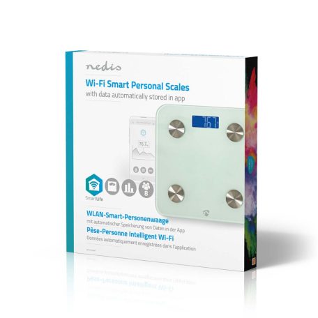 SmartLife Egészségügyi mérlegek | Wi-Fi | BMR / Csontok / Izom / Súly / Víz / Zsír | 8 | Max. terhelés: 180 kg | Android™ / IOS | Üveg | Fehér