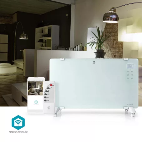 SmartLife Konvektor | Wi-Fi | Fürdőszobába alkalmas | Üveg Panel | 2000 W | 2 Hőbeállítások | LED | 15 - 35 °C | Állítható hőmérséklet | Fehér
