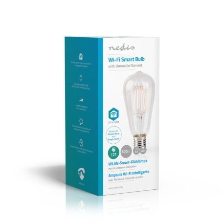 SmartLife LED izzó | Wi-Fi | E27 | 500 lm | 5 W | Meleg Fehér | 2700 K | Üveg | Android™ / IOS | ST64 | 1 db