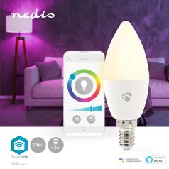   SmartLife Színes izzó | Wi-Fi | E14 | 470 lm | 4.9 W | Meleg és lehűlni fehér / RGB | 2700 - 6500 K | Android™ / IOS | Gyertya | 1 db