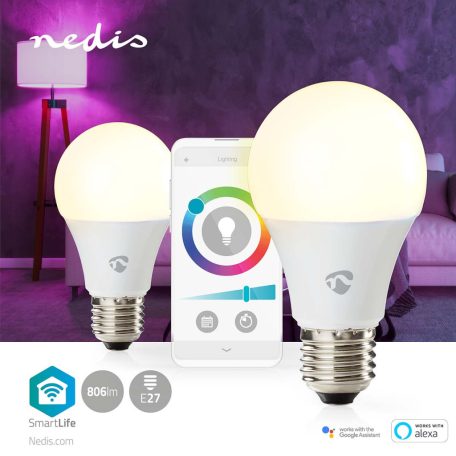 SmartLife Színes izzó | Wi-Fi | E27 | 806 lm | 9 W | Meleg és lehűlni fehér / RGB | 2700 - 6500 K | Android™ / IOS | Izzó | 2 db