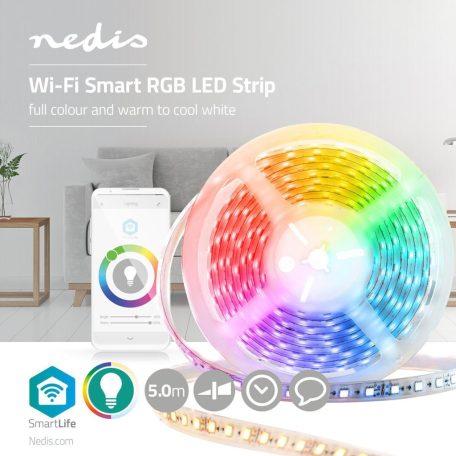 SmartLife LED Szalag | Wi-Fi | Hideg Fehér / Meleg Fehér / RGB | SMD | 5.00 m | IP44 | 2700 - 6500 K | 960 lm | Android™ / IOS