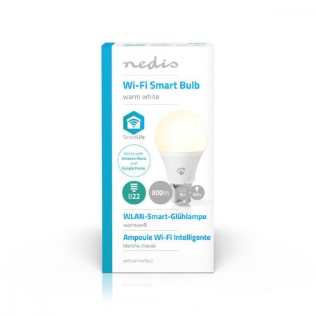 SmartLife LED Bulb | Wi-Fi | B22 | 800 lm | 9 W | / Meleg Fehér | 2700 K | Energia osztály: A+ | Android™ & iOS | A60