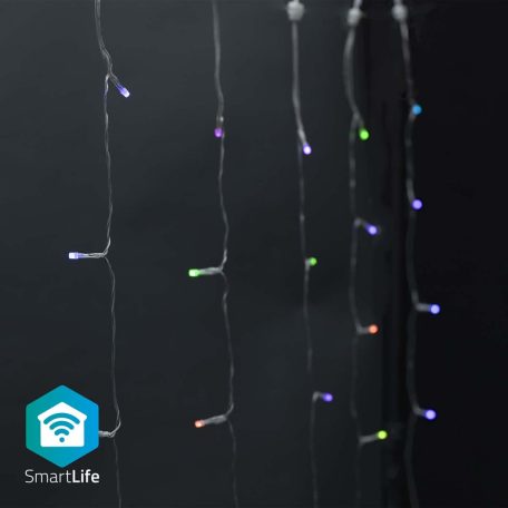 SmartLife Karácsonyi Fények | Függöny | Wi-Fi | RGB | 180 db. LED | 3 m | Android™ / IOS
